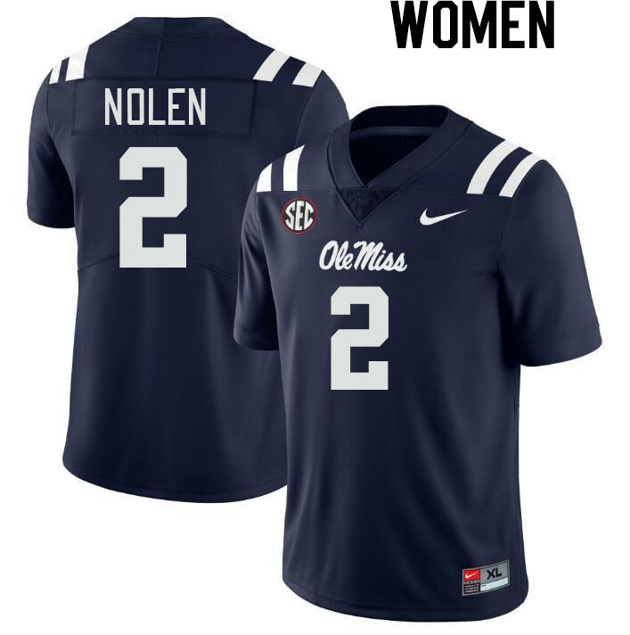 Women #2 Walter Nolen Ole Miss Rebels College Football Jerseys Stitched-Navy